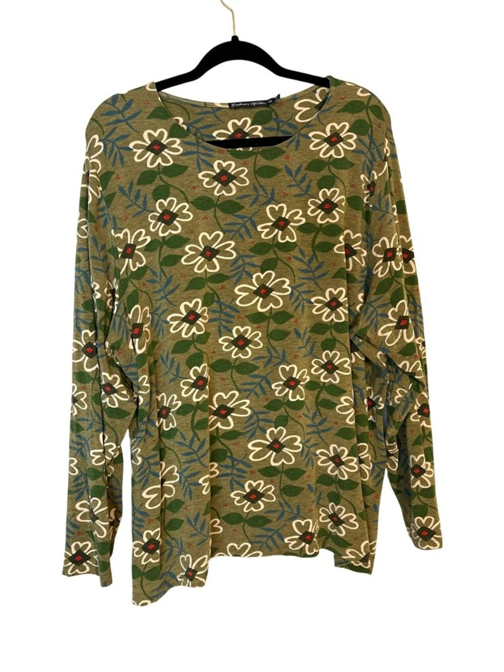 Gudrun Sjoden Floral Lightweight Stretchy  Long Sleeve Top Size XXL